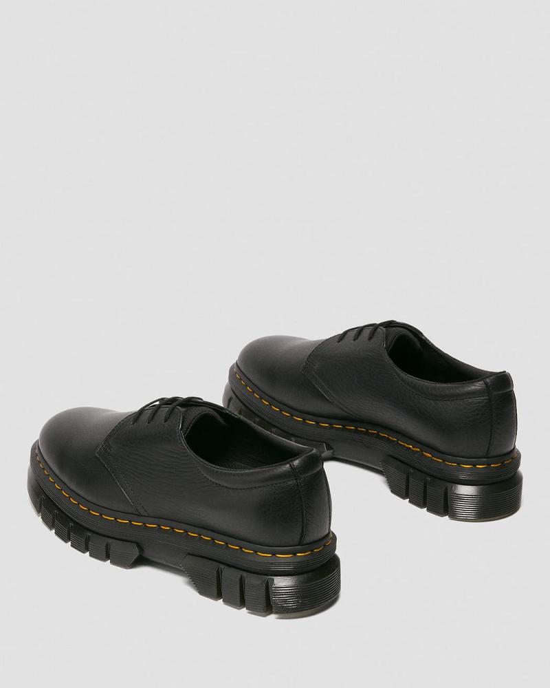 Men's Dr Martens Rikard Lunar Leather Platform Shoes Black | AU 627PJJ